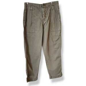 Free People Olive Green Cargo Pants Size 8 Button Fly High Rise Relaxed Utility